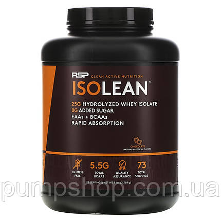 Гідролізований сироватковий ізолят RSP Nutrition IsoLean Hydrolyzed Whey Isolate 2268 г ( шоколад ), фото 2