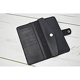 Чоловічий шкіряний гаманець з монетницею та відділеннями для карт та грошей чорний, фото 3