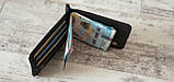 Шкіряний маленький гаманець затиск для грошей GS чорний, фото 3