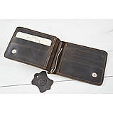 Шкіряний маленький гаманець затиск для грошей GS коричневий, фото 4