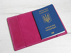 Шкіряна обкладинка для паспорта GS рожева, фуксія
