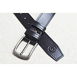 Шкіряний ремінь з натуральної шкіри GS 40 мм чорний з декоративною строчкою, фото 2