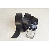Шкіряний ремінь з натуральної шкіри GS 40 мм чорний з декоративною строчкою, фото 3