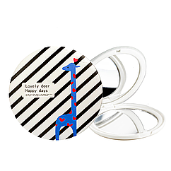 Дзеркало кишенькове Cosmetic Mirror Lovely deer Happy days подвійне кругле