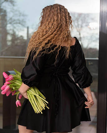 Коротка атласна сукня великих розмірів, фото 3