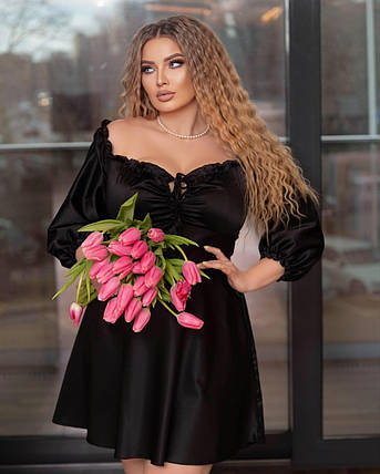 Коротка атласна сукня великих розмірів, фото 2