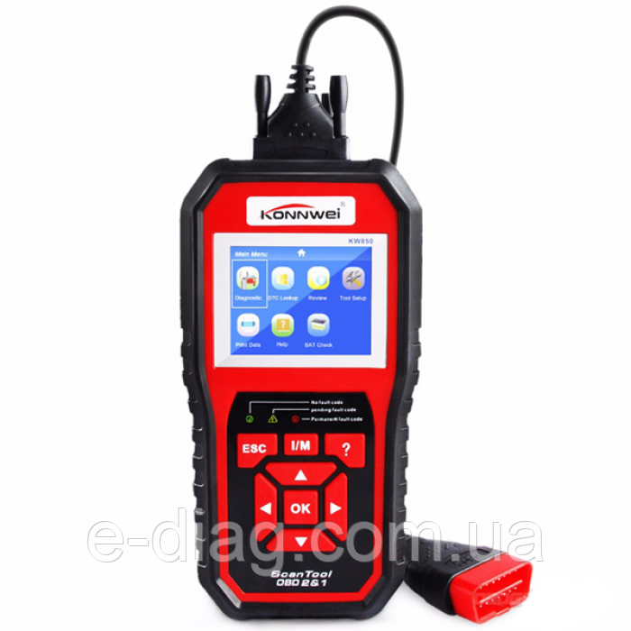 Діагностичний сканер Konnwei kw850 ODB2 кольоровий екран 2.8"