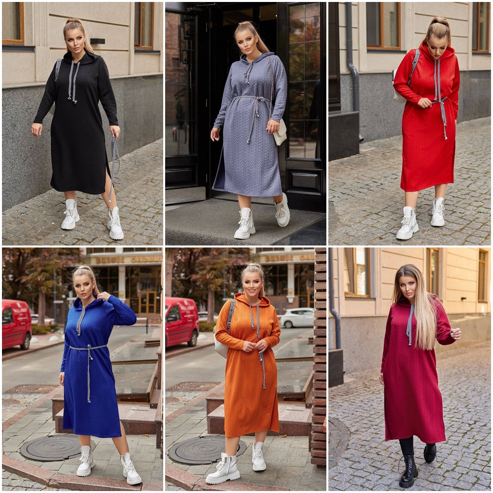 Довга сукня з трикотажу весна-осінь розмір батал