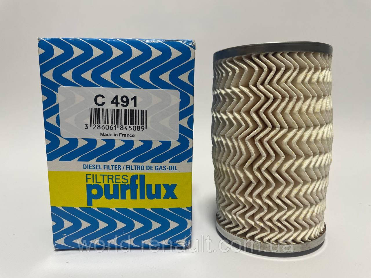 Purflux (Франція) C491 - Паливний фільтр на Рено Майстер III 2.3 dci (h=120мм)