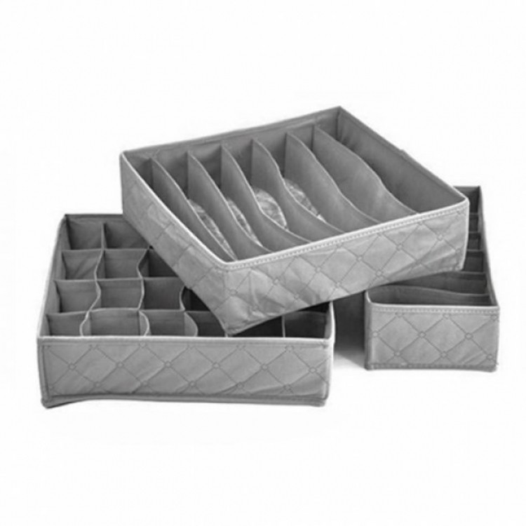 Набір Органайзерів для білизни 3 в 1 бмбук (Сірий), фото 1