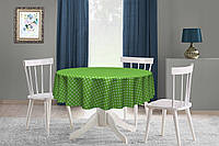 Скатерть тефлоновая хлопковая с водоотталкивающей пропиткой зеленая белый горох горошек