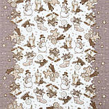 Доріжка столова новорічна рогожка 100% бавовна сніговики бежева, фото 2