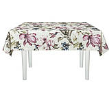 Скатертина тефлонова водовідштовхувальна бавовняна птиці колібрі та рожеві квіти, фото 2