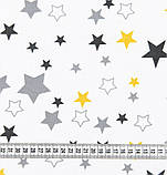 Бязь голд зірки жовті на білому для постільної білизни пелюшок підкладки, фото 2