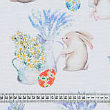 Тканина великоднева декоративна лорента для скатертин штор римських штор порт'єр декоративних подушок кролики, фото 3