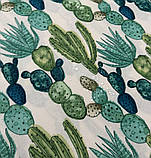 Тканина бавовняна кактуси тропічні рослини для скатертини шторськими шторами, фото 2