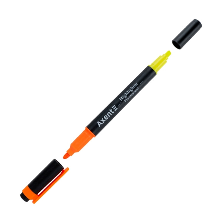 Текстмаркер, 2-4 мм, клиноподібний, 2-х сторін. помаранчево+жовтий, 2534-12-A, фото 1