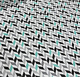 Тканина для шторськими штор скатертини геометрія шеврон зиґзаґ ялинка бірюза сірий чорний, фото 2