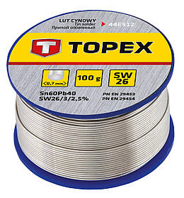 Topex 44E512 Припiй  олов'яний 60%Sn, проволока 0.7 мм,100 г