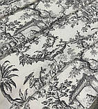 Тканина тефлонова бавовна тканина для шторських штор скатертини туаль де жуї сірий, фото 2