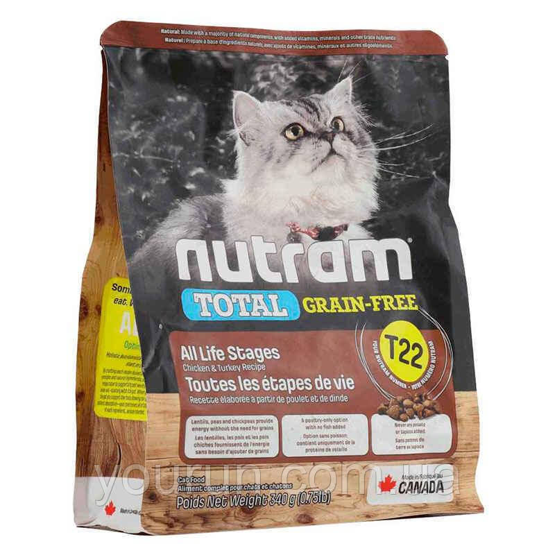 Nutram T22 Total Grain-Free TURKEY &CHIKEN беззерновий корм для котів з індичкою та куркою 340 гр