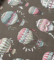 Ткань хлопковая для штор скатерти воздушный шары коричневый