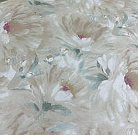 Ткань хлопковая для штор скатерти римских штор цветы акварель бежевый