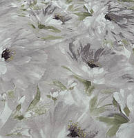 Ткань хлопковая для штор скатерти римских штор цветы акварель серые