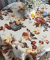 Скатерть тефлоновая круглая коричневые розы