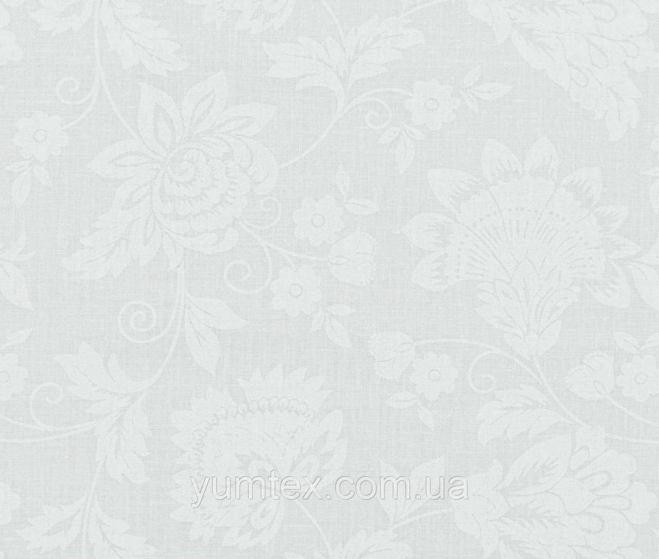 Ткань бязь набивна голд для постільного білизни квіти на молочному тлі