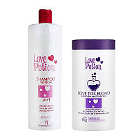 Набор ботекса для волос Love Potion Blond Tox матирующий для блондинок, 1000 +1000 мл (заводские)