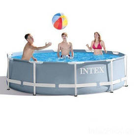 Басейн каркасний великий Intex 26702 Premium (305х76 см) Літній басейн для дому Інтенекс з картриджним фільтром