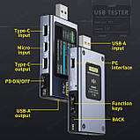USB тестер FNIRSI FNB58 синій з Bluetooth PD QC тригер протоколів швидкої зарядки тестер ємності, фото 4
