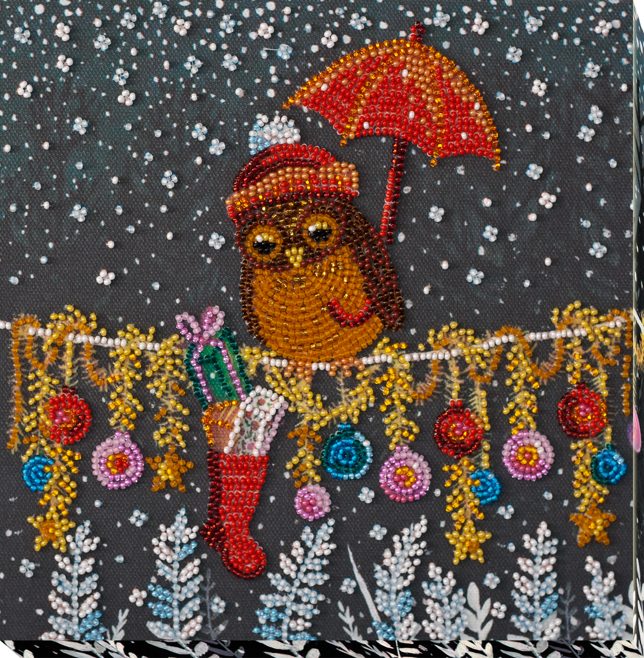 Набір-міді для вишивки бісером Подарунок для совоньки (20 х 20 см) Абрис Арт AMB-049, фото 1