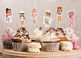 Набір середні топпери в кекси "Роблокс для дівчинки / ROBLOX" (6 см) вирубка (6шт./уп.)(Картон)