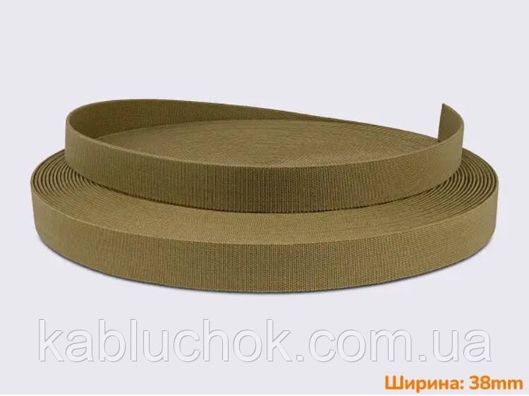 Стропа еластична 38мм для сумок рюкзаків та ременів колір койот, фото 1