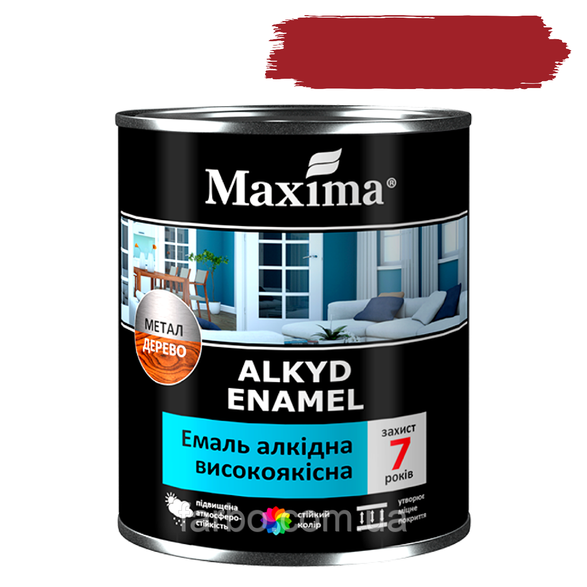 Емаль алкідна високоякісна Maxima червона 2.3кг