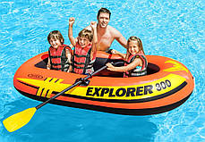 Двомісний надувний човен Intex 58332 Explorer 300 Set (211х117х41 см) ручний насос 0.9л, весла 2 шт, фото 3