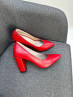 Женские туфли на шпильке красные натуральная кожа только отшив
