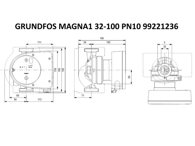 Регульований циркуляційний насос GRUNDFOS MAGNA1 32-100_циркуляційний насос GRUNDFOS MAGNA1 32-100_GRUNDFOS MAGNA1 32-100_Регульований циркуляційний насос GRUNDFOS MAGNA1 32-100 PN10 99221236_MAGNA1 32-100_Grundfos MAGNA1 32-100 99221236_насос циркуляційний муфтовий MAGNA1 32-100 Grundfos