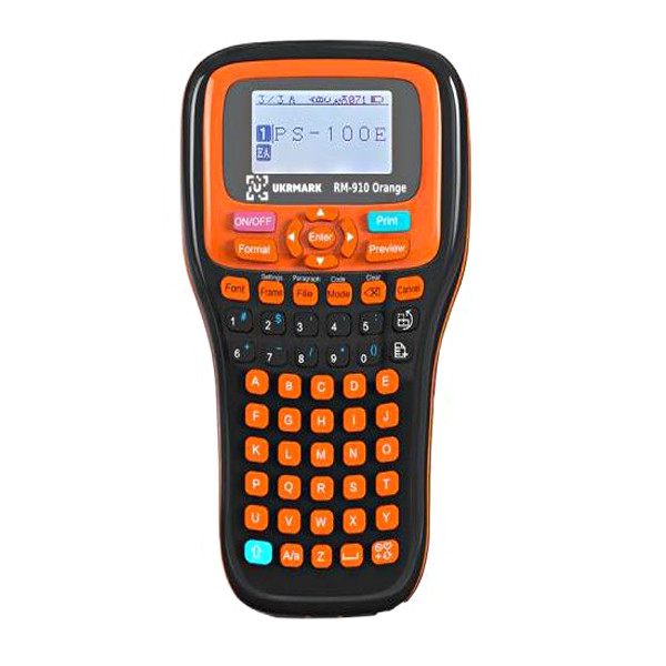 Портативний термотрансферній принтер етикеток, QR і штрих-кодів Ukrmark RM-910 Orange, сумісний з Brother TZe