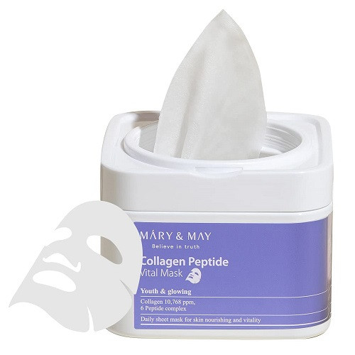 Набір зволожуючих ліфтинг-масок з пептидами Mary&May Collagen Peptide Vital Mask 30 шт