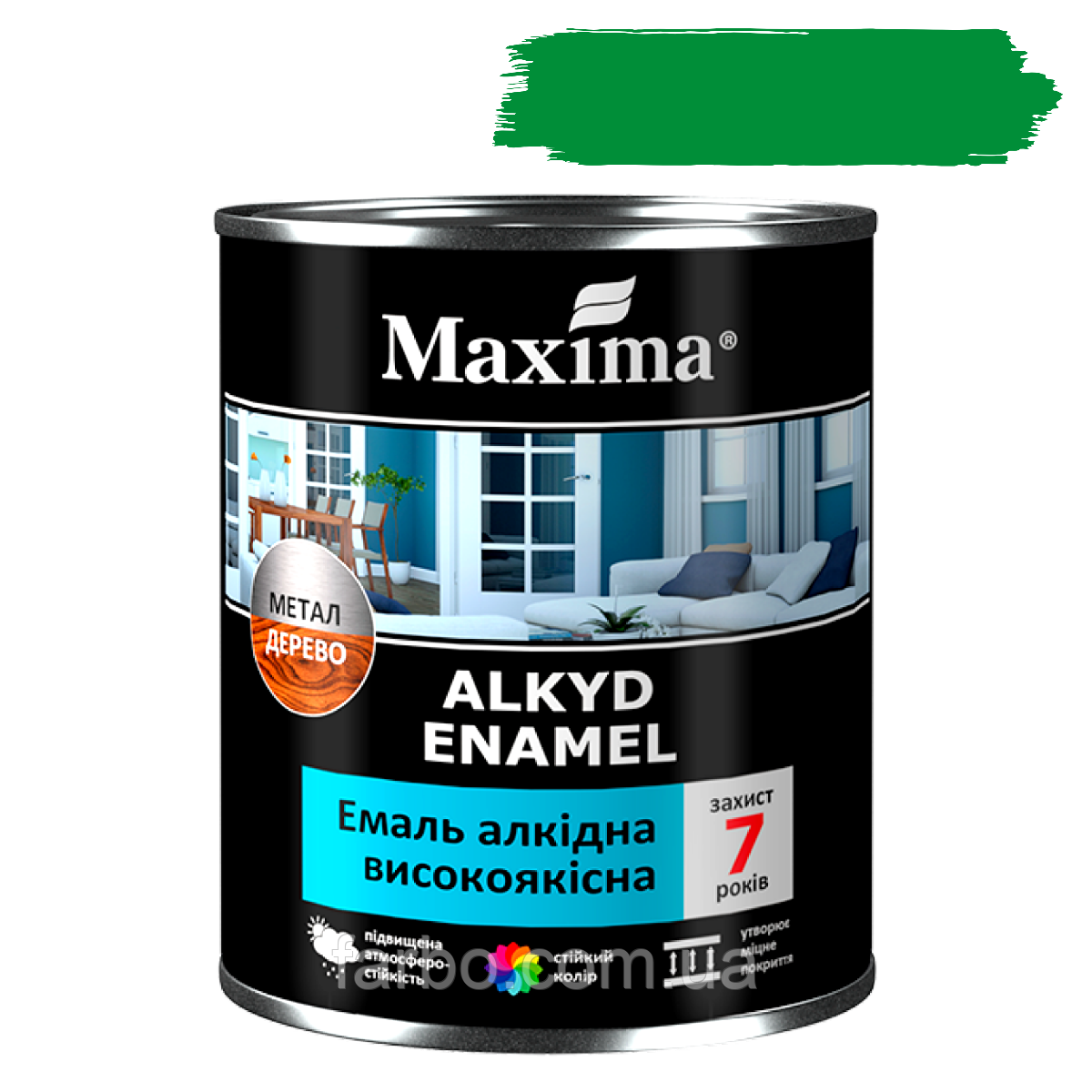 Емаль алкідна високоякісна Maxima яскраво зелена 2.3кг
