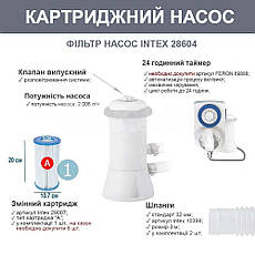 Басейн каркасний круглий інтекс з картриджним фільтром, драбиною і тентом Intex 26726 Premium (457х122 см), фото 6