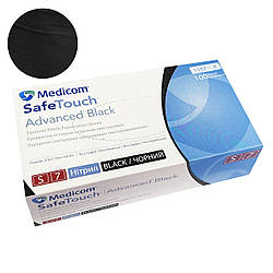 Рукавички Medicom SafeTouch Advanced без пудри 100 шт, S (чорні), 3.3 грама