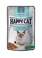 Влажный корм Happy Cat Sensitive Magen&Darm с мясом птицы для кошек с чувствительным пищеварением (кусочки в