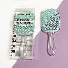 Гребінець для волосся Superbrush Plus Hollow Comb, прозорий/м'ятний