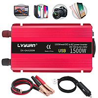 Автомобильный инвертор LVYUAN F-1500A с 2 USB портами, 750/1500Вт, 12-220В DC-AC, 50Hz