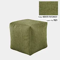 Бескаркасное кресло пуф Кубик Coolki 45x45 Зеленый Рогожка