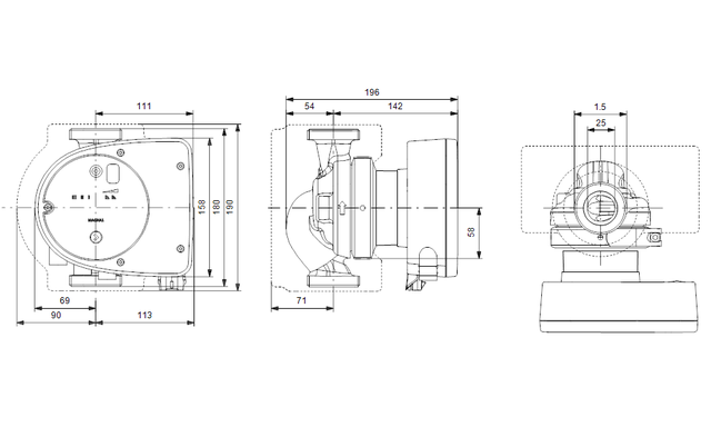 GRUNDFOS MAGNA1 25-120 PN10_Регулируемый циркуляционный насос GRUNDFOS MAGNA1 25-120_Grundfos MAGNA1 25-120 99221215_